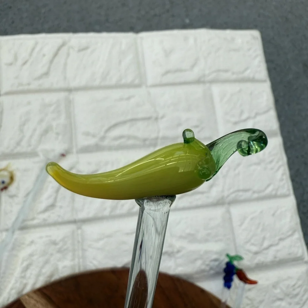 Vintage Lot 7 Blown Glass Cocktail Stir Sticks